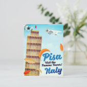 ピサの斜塔ヴィンテージ休暇プリント。 ポストカード (スタンド正面)
