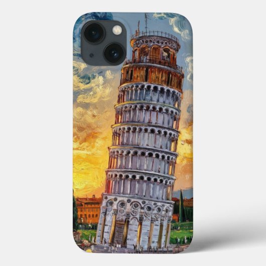 ピサの斜塔:印象派の油絵アート サンセット Case-Mate iPhoneケース (裏面)