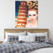 ピサの美しい女性の塔を傾ける抽象芸術アート キャンバスプリント (インサイチュ (寝室))