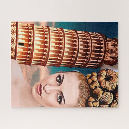 ピサの美しい女性の塔を傾ける抽象芸術アート ジグソーパズル (横)