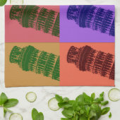 ピサアートの傾いたポップ・アートの塔 キッチンタオル (折り畳み)