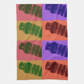 ピサアートの傾いたポップ・アートの塔 キッチンタオル (縦)