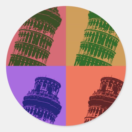 ピサアートの傾いたポップ・アートの塔 ラウンドシール (正面)