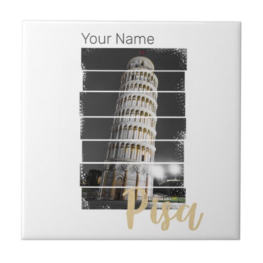 ピサイタリアの傾いた塔ヴィンテージレトロ土産 タイル (正面)