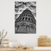 ピサイタリアの黒白の斜塔 ポスター (キッチン)