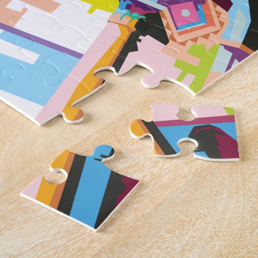 ピサイタリアアートの傾いたカラフル塔ポップ・アートの ジグソーパズル (側面)