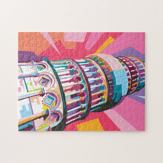 ピサイタリアアートの傾いたカラフル塔ポップ・アートの ジグソーパズル (横)