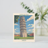 ピサイタリアアートエレガントヴィンテージ旅行の塔 ポストカード (スタンド正面)