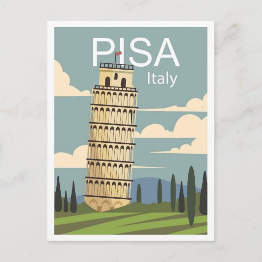 ピサイタリアアートヴィンテージトラベルイラストレーション ポストカード (正面)