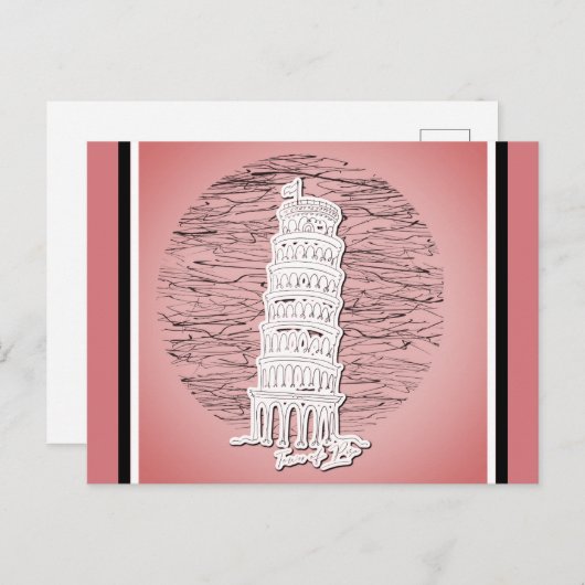 ピサイタリアピンク旅行の傾いた塔 ポストカード (正面/裏面)