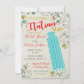 ピサイタリアンブライダルシャワー招待状塔 招待状 (正面)