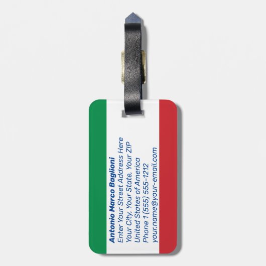 ピサイタリアンラゲッジタグの旗と塔 ラゲッジタグ (裏面縦)