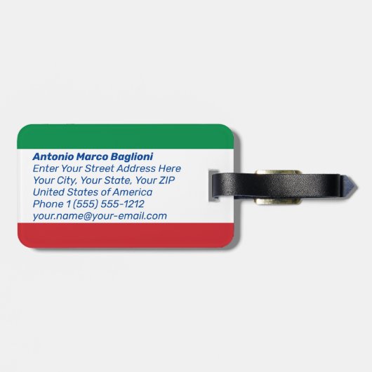 ピサイタリアンラゲッジタグの旗と塔 ラゲッジタグ (裏面横)