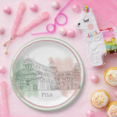 ピサイタリア国旗の色のスケッチとイタリア大聖堂 ペーパープレート (パーティー)