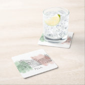 ピサイタリア大聖堂とタワーイタリア国旗の色 スクエアペーパーコースター (インサイチュ)