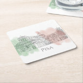 ピサイタリア大聖堂とタワーイタリア国旗の色 スクエアペーパーコースター (アングル)