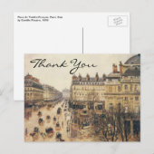 ピサロのプレイスデュテアトルフランセ，パリ：雨 ポストカード (正面/裏面)