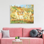 ピサロの『村の角、冬の赤い屋根』 キャンバスプリント (インサイチュ (リビング))