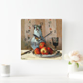 ピサロ – リンゴとピッチャーとの静物詩， スクエア壁時計 (ホーム)