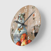 ピサロ：リンゴとピッチャーの静物 ラウンド壁時計 (傾斜)