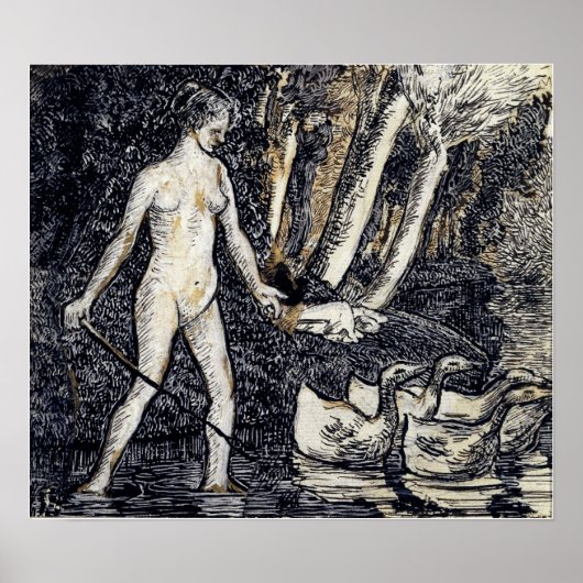 ピサロ – Bather With Geese 1895 ポスター (正面)
