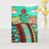 ピサンカの村の天使フォークアート カード (黄色い花)