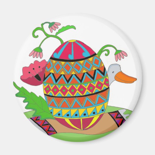 ピサンカアンドダックウクライナフォークアート マグネット (正面)