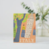 ピサヴィンテージ旅行ポスターの傾いた塔 ポストカード (スタンド正面)