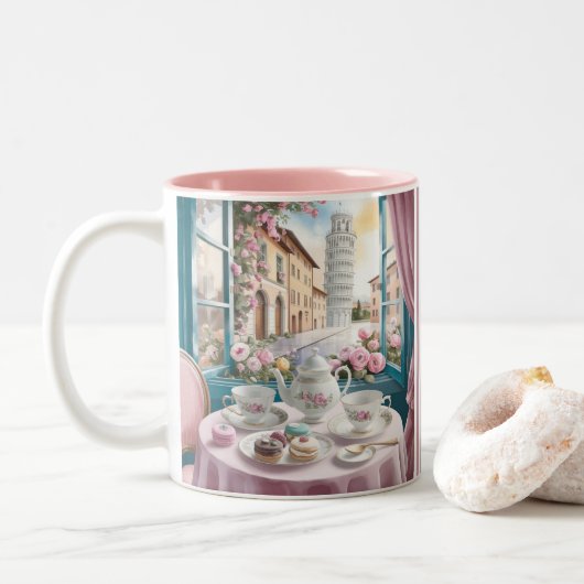 ピサ市にあるイタリアコーヒイタリアンーケーキ&スイーツ ツートーンマグカップ (ドーナツ)