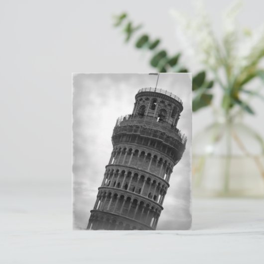 ピサ葉書の白黒の傾きタワー ポストカード (スタンド正面)