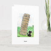 ピサ誕生日カードの黒猫傾きタワー カード (裏面)