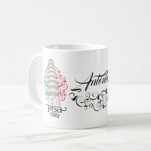 ピサ イタリア お土産コレクターのための コーヒーマグカップ (正面左)