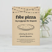 ピザおむつパーティー 面白いパパシャワーの招待状 招待状 (スタンド正面)