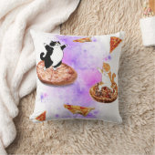 ピザおもしろいに乗った猫宇宙 クッション (ブランケット)