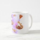 ピザおもしろいに乗った猫宇宙 コーヒーマグカップ (正面右)