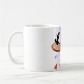 ピザおもしろいに乗った猫宇宙 コーヒーマグカップ (左)