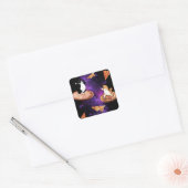 ピザおもしろいに乗った猫宇宙 スクエアシール (封筒)