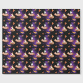 ピザおもしろいに乗った猫宇宙 ラッピングペーパー (フラット)