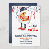 ピザおもしろいパーティの招待状 招待状 (正面/裏面)