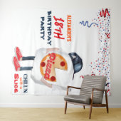 ピザおもしろいパーティー背景 タペストリー (インサイチュ(横))