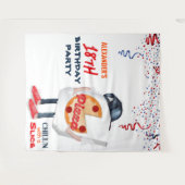 ピザおもしろいパーティー背景 タペストリー (正面(横))