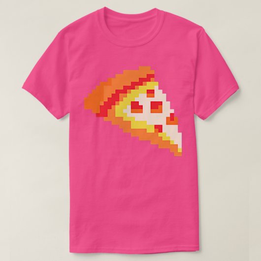 ピザおもしろいファーストフードピクセルアートビデオゲーマーゲーム Tシャツ (デザイン正面)