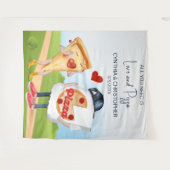 ピザおもしろいブライダルシャワー背景 タペストリー (正面(横))