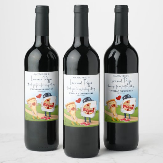 ピザおもしろいブライダルシャワー ワインラベル (ボトル)