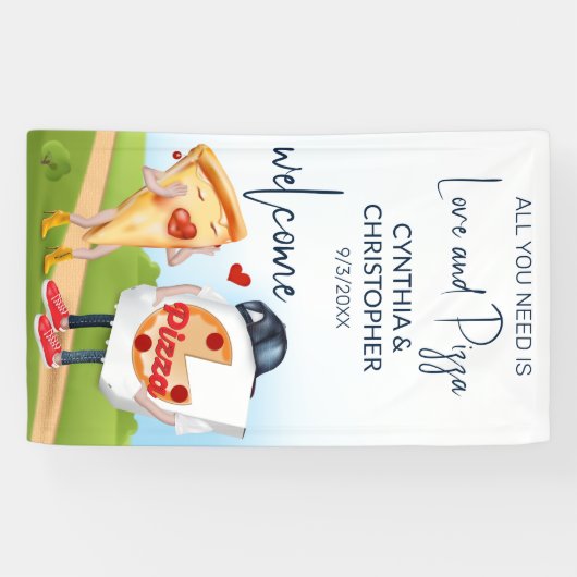 ピザおもしろいブライダルシャワー 横断幕 (横)