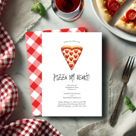 ピザおもしろい婚約パーティ招待状 招待状