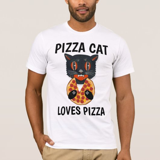 ピザおもしろい猫Tシャツ Tシャツ (正面)