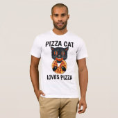 ピザおもしろい猫Tシャツ Tシャツ (正面フル)