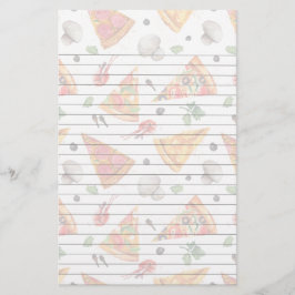 ピザおよびきのこのスライスされる 便箋