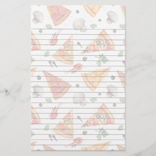 ピザおよびきのこのスライスされる 便箋 (正面)